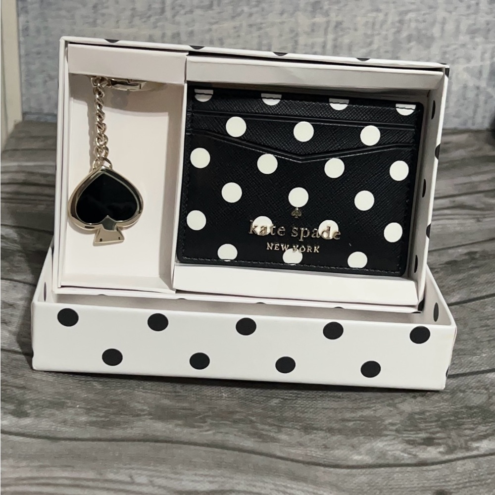 Kate Spade Black and White Polka Dot Key and Card Holder